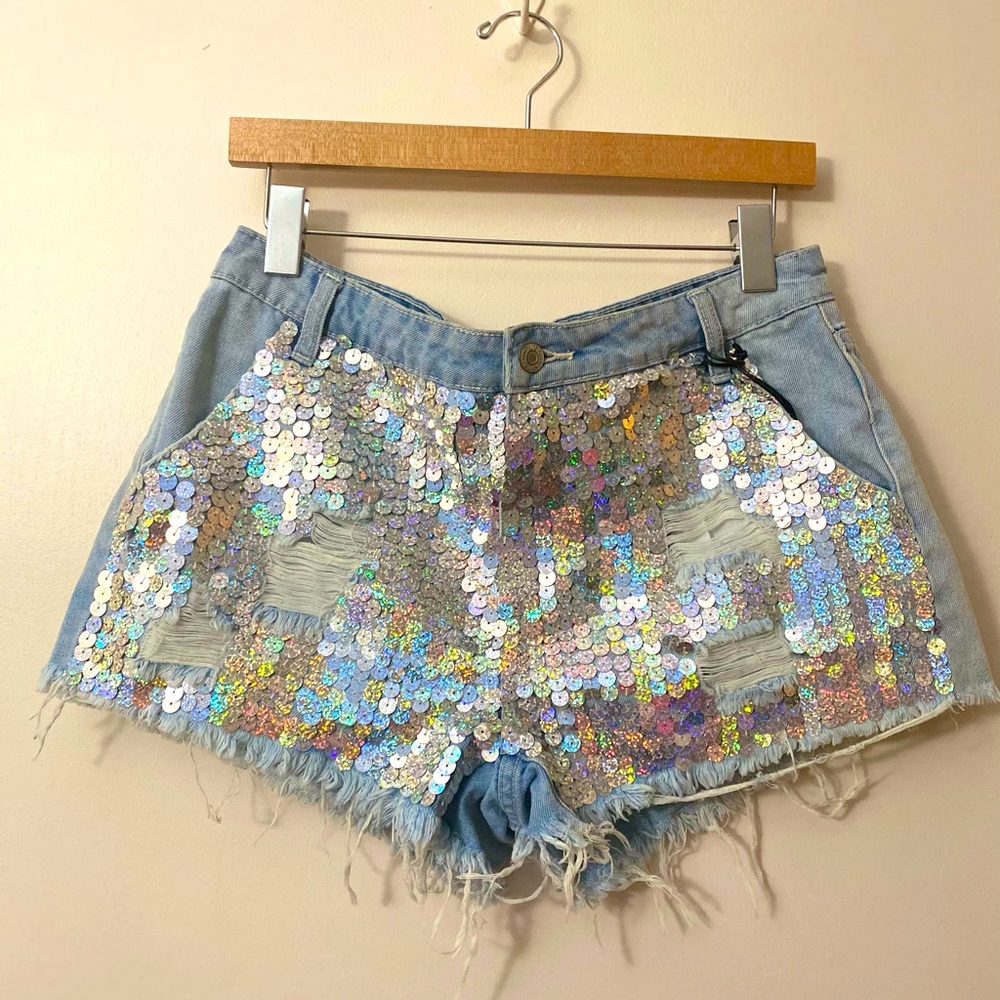 Bedazzled Distressed Jean Shorts